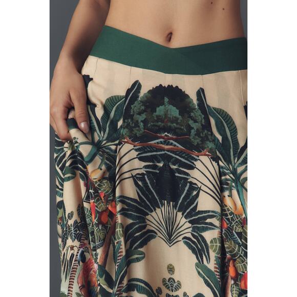 Farm Rio Jungle Print V-Waist Midi Skirt - Picture 3 of 4